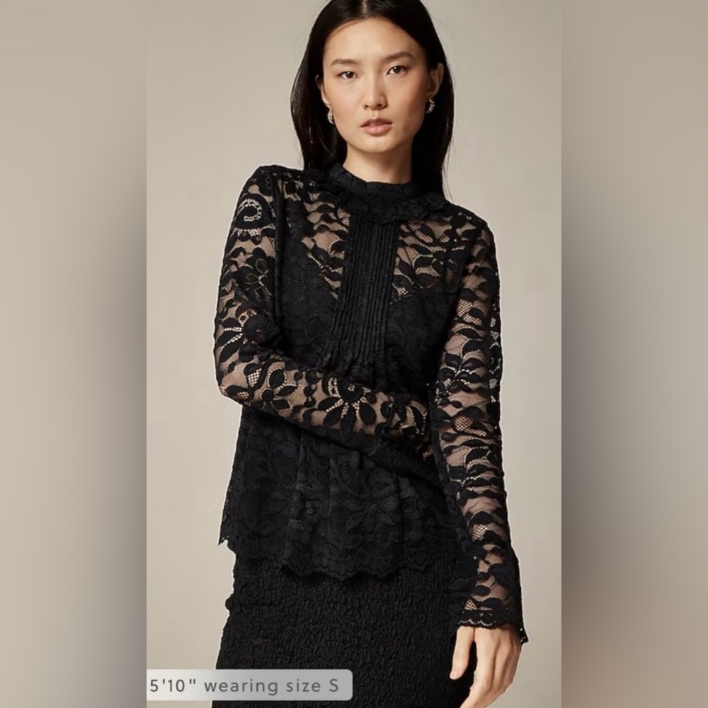 J.Crew Lace mockneck top in black
